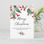 暖かい冬の願い事が書かれたクラシックなメリークリスマスカード 招待状 (スタンド正面)