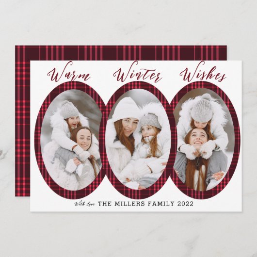暖かい冬の願い3フォトコラージュ シーズンカード (正面/裏面)