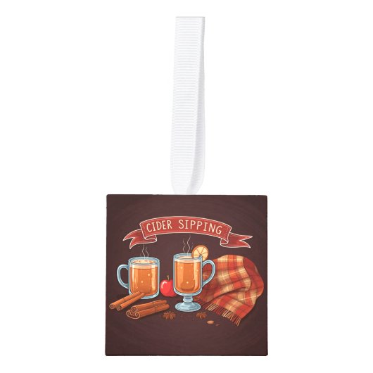 暖かい冬の願い キューブオーナメント (正面)