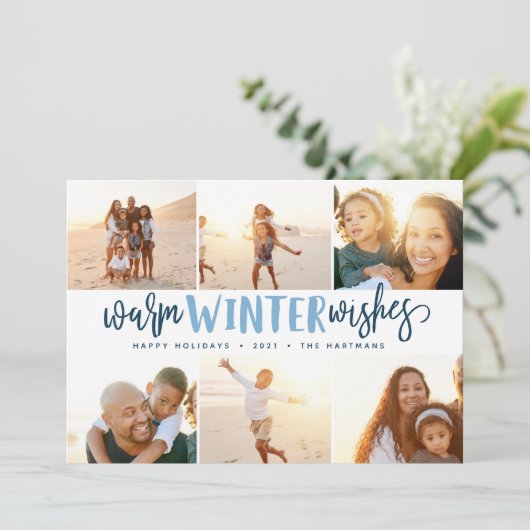 暖かい冬の願い |フォトコラージュのホリデーカード シーズンカード (スタンド正面)