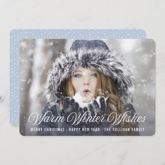 暖かい冬の願い |モダン休日の写真 シーズンカード (正面/裏面)