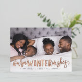 暖かい冬の願い |横向き写真 箔シーズンカード (立ち正面)