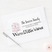 暖かい冬はクリスマスのセーターの住所を望みます 長方形シール (封筒)