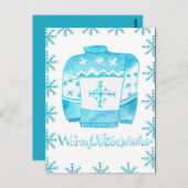 暖かい冬はクリスマスのセーターを望みます ポストカード (正面/裏面)