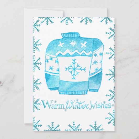 暖かい冬はクリスマスのセーターを望みます 招待状 (正面)