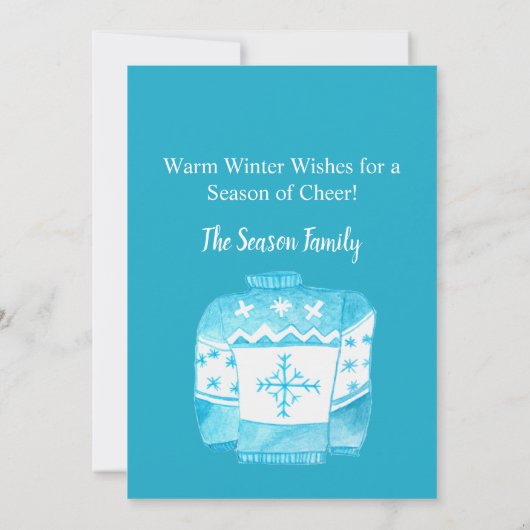 暖かい冬はクリスマスのセーターを望みます 招待状 (裏面)