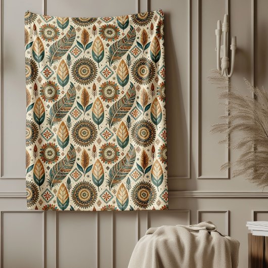 暖かい南西部の部族の毛布の地球トーンの色 フリースブランケット