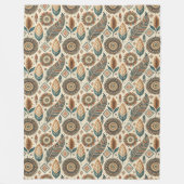 暖かい南西部の部族の毛布の地球トーンの色 フリースブランケット (正面)