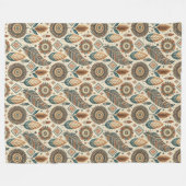 暖かい南西部の部族の毛布の地球トーンの色 フリースブランケット (正面(横))