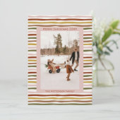 暖かい地球トーン手描きボホフォトクリスマス シーズンカード (スタンド正面)