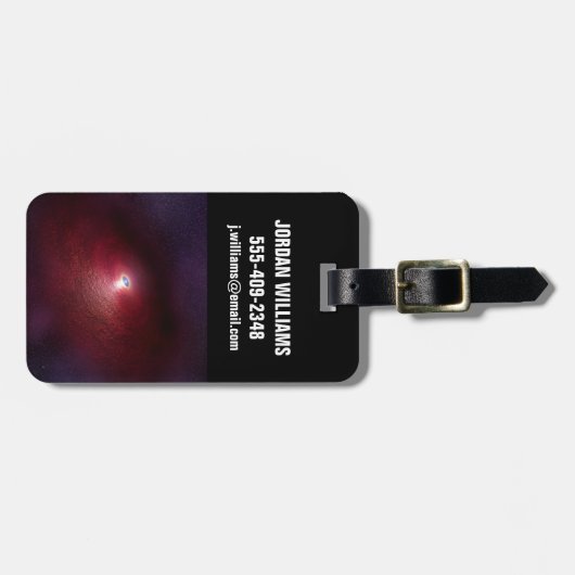 暖かい塵の円盤を持つ中性子星。 ラゲッジタグ (正面横)