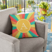 暖かい夏のパーソナライズされたモノグラム名カラーホイール クッション