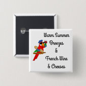 暖かい夏はボタンオウムそよ吹きます 缶バッジ (正面&裏面)