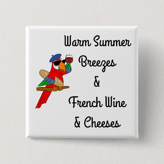 暖かい夏はボタンオウムそよ吹きます 缶バッジ (正面)