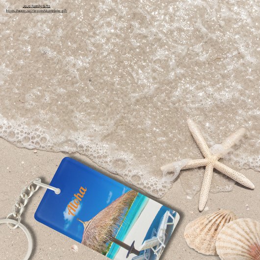 暖かい夏アロハ写真ハワイビーチブルー キーホルダー