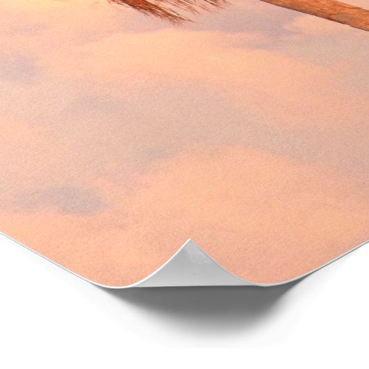 暖かい夕日に照らされた3本のヤシの木 ポスター (角)