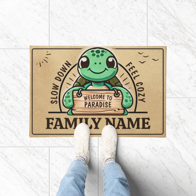 暖かい家族のためのカスタマイズ可能な亀のデザイン ドアマット (室内)