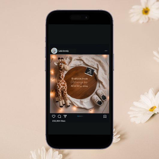 暖かい居心地の良いキリン妊娠の発表 招待状