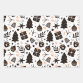 暖かい居心地の良い冬のクリスマスラッピング紙セット3 ラッピングペーパーシート (正面)