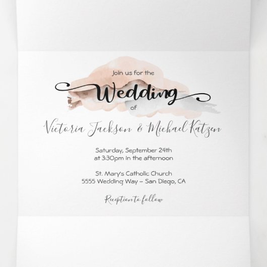 暖かい山結婚の 三つ折り招待状 (内部中)