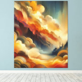 暖かい抽象芸術ペイントブラシ キャンバスプリント (インサイチュ (ウッドフロア))