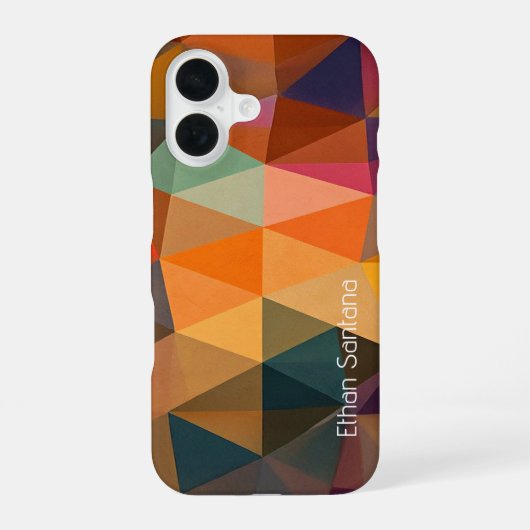 暖かい抽象芸術三角形パターン iPhone 16ケース (裏面)