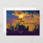 暖かい日の出の水の色の風景の木ありがとう ポストカード (正面/裏面)