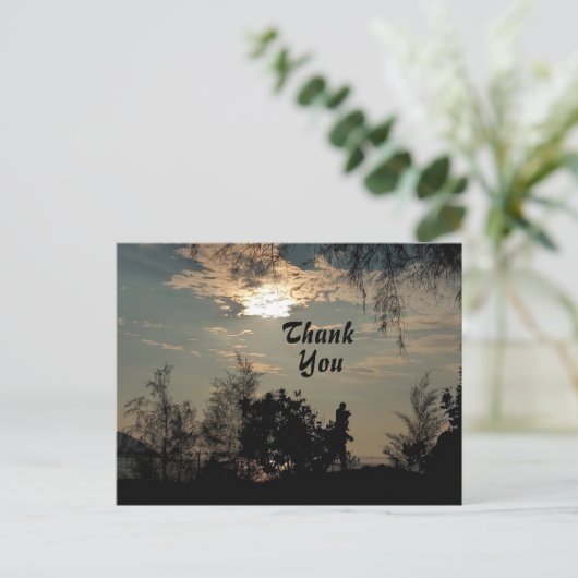 暖かい日没の景色の木ありがとうポストカード ポストカード (スタンド正面)