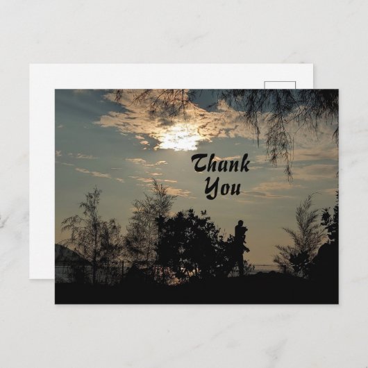 暖かい日没の景色の木ありがとうポストカード ポストカード (正面/裏面)