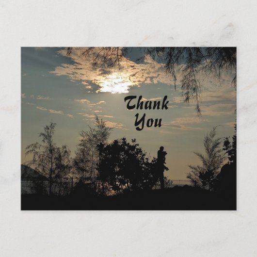 暖かい日没の景色の木ありがとうポストカード ポストカード (正面)