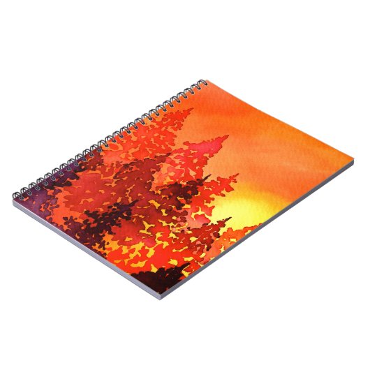 暖かい日没の水の色の木のノート ノートブック (左側)