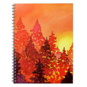 暖かい日没の水の色の木のノート ノートブック (正面)