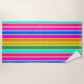 暖かい春ストライプ ビーチタオル (正面)