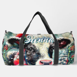 暖かい時の牛の夢のフローラ ダッフルバッグ