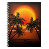 暖かい時事的な日没とヤシの木 ノートブック (正面)