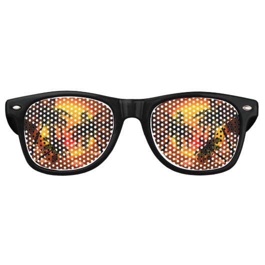 暖かい時事的な日没とヤシの木 レトロサングラス (正面)