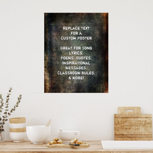 暖かい暗カスタム色の質感に引用文を作グランジ成 ポスター (キッチン)
