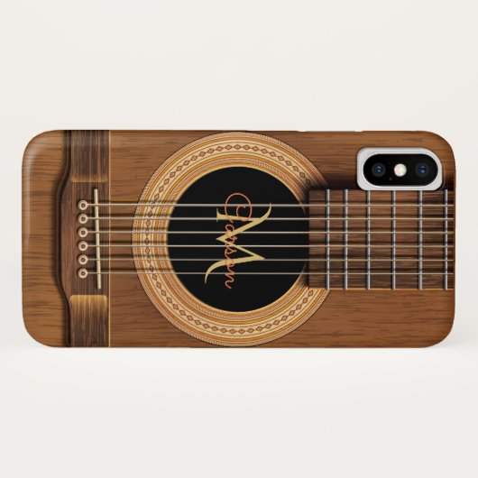 暖かい木製のアコースティックギターのiPhone Xの場合 Case-Mate iPhoneケース (裏面(横))
