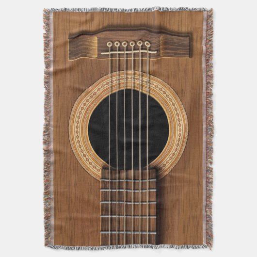 暖かい木製のアコースティックギター スローブランケット (正面縦)