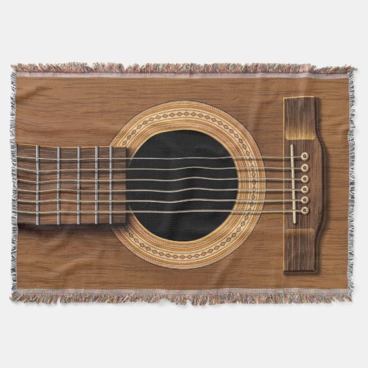 暖かい木製のアコースティックギター スローブランケット (正面)