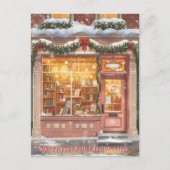 暖かい本屋のクリスマスホリデーグリーティング シーズンポストカード (正面)
