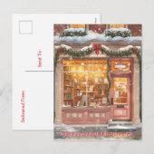 暖かい本屋のクリスマス・ホリデー・グリーティング シーズンポストカード (正面/裏面)