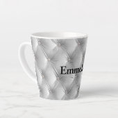 暖かい柔らかいグレーのフェイクビロード カフェラテマグ (左アングル)