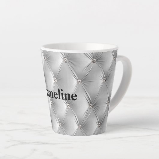 暖かい柔らかいグレーのフェイクビロード カフェラテマグ (右アングル)