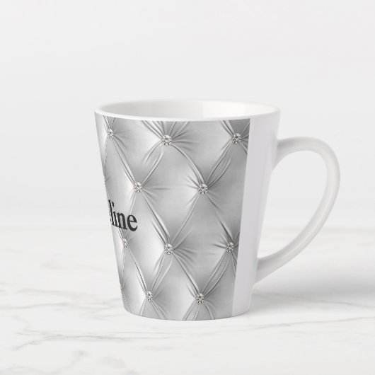 暖かい柔らかいグレーのフェイクビロード カフェラテマグ (右)