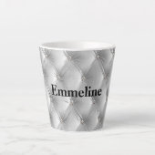 暖かい柔らかいグレーのフェイクビロード カフェラテマグ (正面)