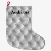 暖かい柔らかいグレーのフェイクビロード ラージクリスマスストッキング (正面)