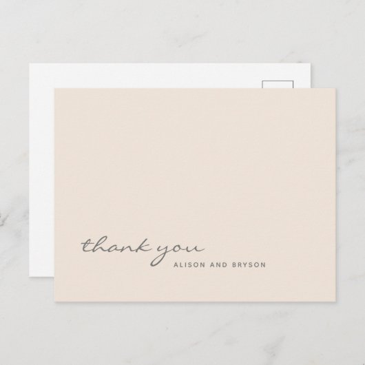 暖かい桃無地の色スクリプトありがとうはがき ポストカード (正面/裏面)