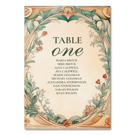 暖かい植物体結婚枠 テーブルナンバー (正面)