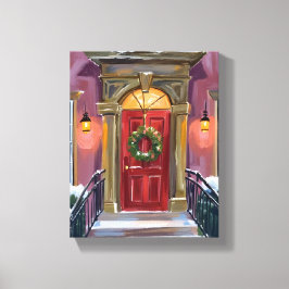 暖かい歓迎 | クリスマス 赤いリース ホッコリ絵画 キャンバスプリント